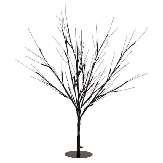 39" LED Lighted Black Halloween Twig Tree, Warm White Lights {1}