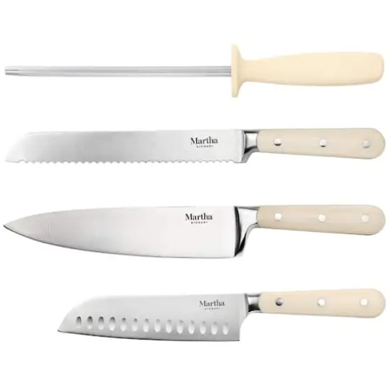Martha Stewart Cream Stainless Steel 14 Piece Cutlery & Knife Block Set {3}