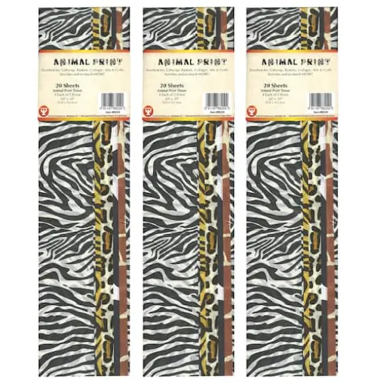 Hygloss Animal Skins Designs Tissue Paper, 3 Packs of 20 {1}
