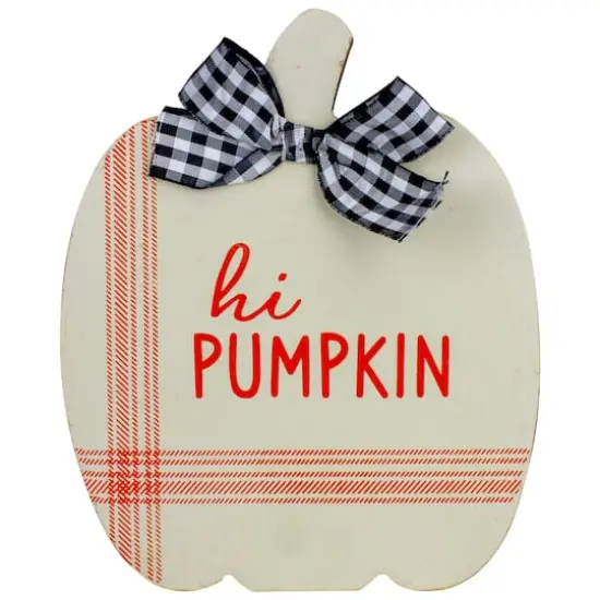 8" Blue & Beige Fall Harvest Wooden Pumpkin Welcome Plaque Set {3}