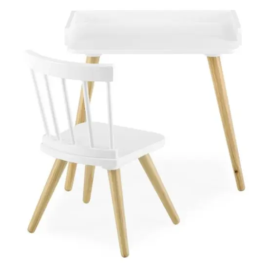 Delta Children Bianca White & Natural Essex Desk & Chair Set {1}