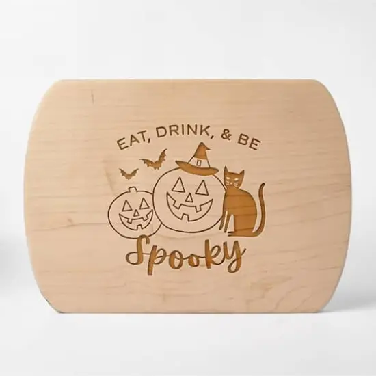 Eat Drink and Be Spooky 8" x 11" Maple Oval Cutting Board {1}