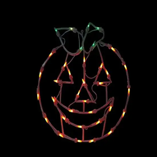 14" Lighted Jack-O-Lantern Halloween Double Sided Window Silhouette Decoration {3}