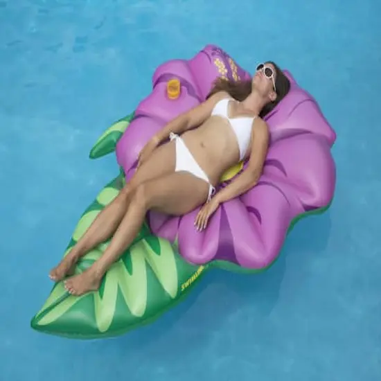 6ft. Inflatable Green & Pink Hibiscus Flower Pool Float {3}