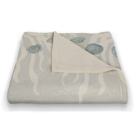 Shell & Border Coral Fleece Blanket Blue/White {3}