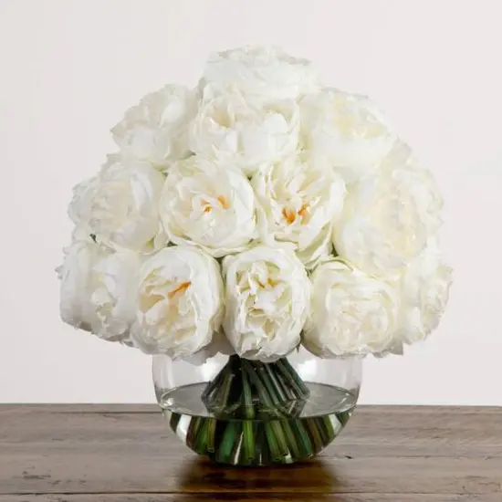 Wedding Collection 15in. Artificial Peony Arrangement in Glass Vase {4}