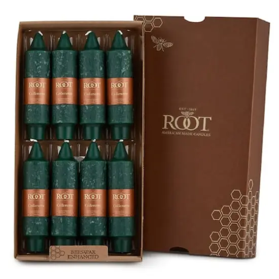 Root Candles 5" Unscented Timberline™ Collenette Taper Candles, 8ct. Dark Green {1}