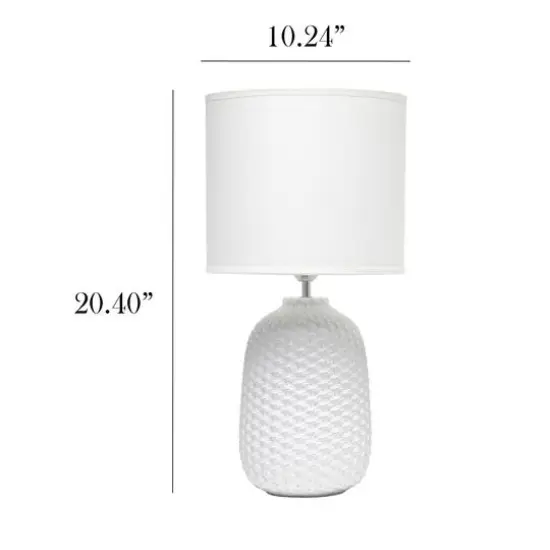 Simple Designs 20" Ceramic Purled Texture Table Lamp Off White {4}