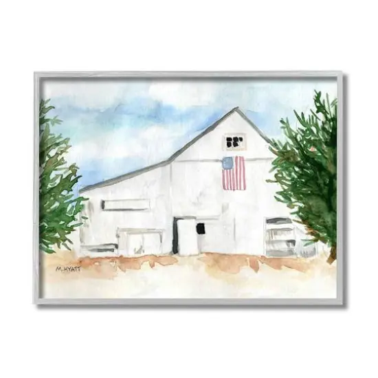 Stupell Industries American Barn Watercolor Gray Framed Wall Art {1}