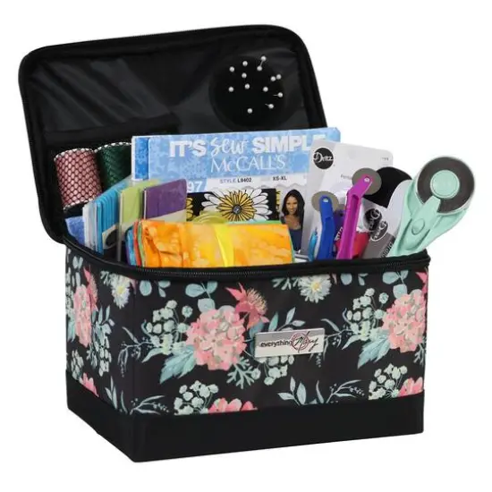Everything Mary Black Floral Collapsible Sewing Kit Organizer Box {3}