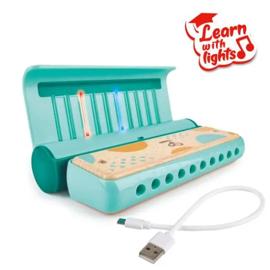 Hape Learn with Lights Teal Harmonica {10}