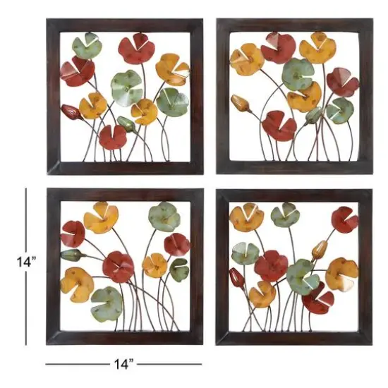 Multicolor Metal Traditional Floral Wall D&eacute;cor Set, 4ct. {7}