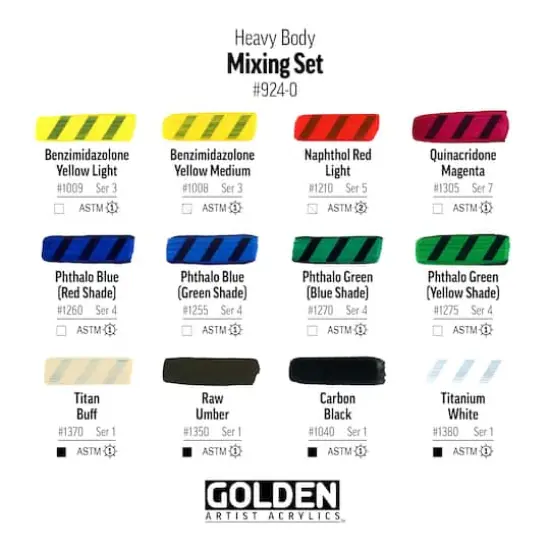 Golden&reg; Heavy Body Acrylic 12 Color Mixing Set {6}