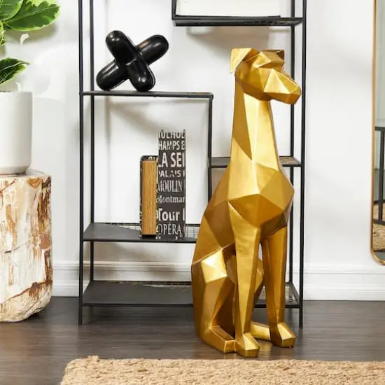 30" Silver Cubist Dog Sculpture Gold {4}