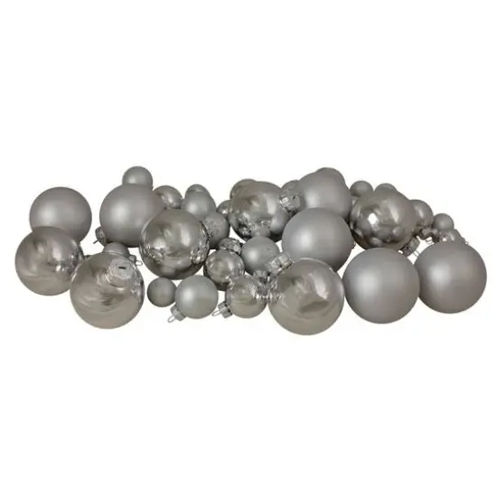 40ct. Shiny & Matte Silver Glass Ball Ornaments {6}