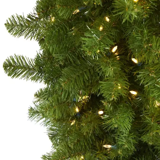 8ft. Pre-Lit Sun Valley Spruce Upside Down Artificial Christmas Tree, Warm White LED Lights {4}