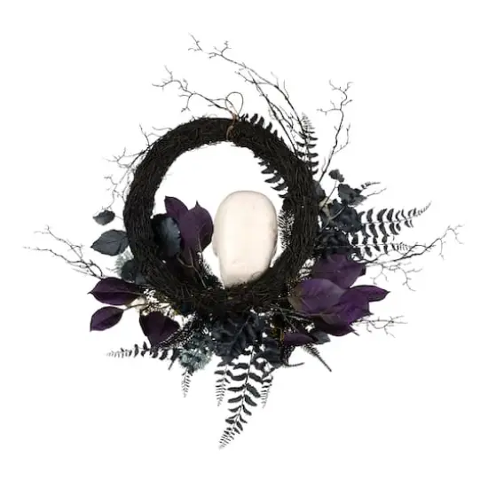 24" Halloween Flower & Skull Wreath {5}