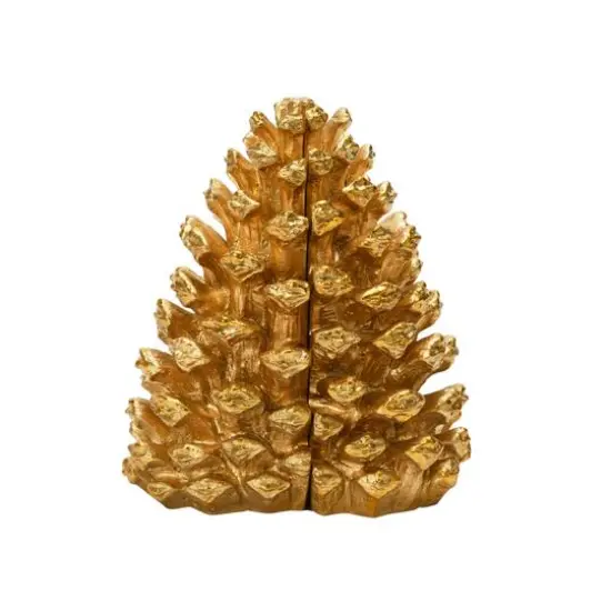 Hello Honey&reg; Pinecone Bookends Set Gold {4}