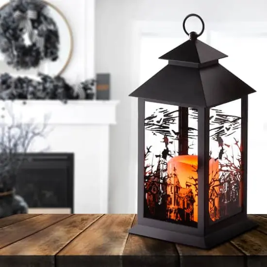 12" Witch Lantern with LED Candle {3}