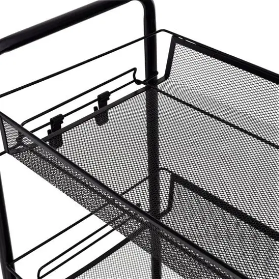 Honey Can Do Black 4-Tier Metal Rolling Cart with Trays {5}