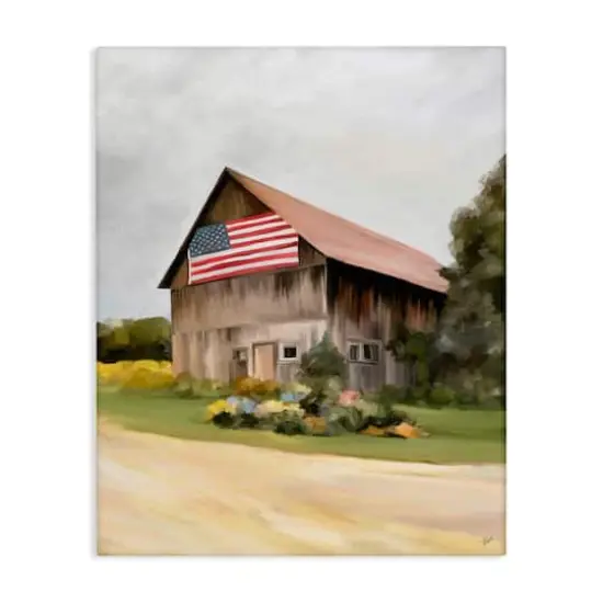 Stupell Industries Rural Americana Home Countryside Farm Flag Painting Canvas Wall Art {1}