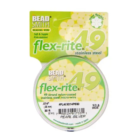 The Beadsmith&reg; Flex-rite&reg; 0.014" Pearl Silver 49 Strand Wire, 30ft. {1}