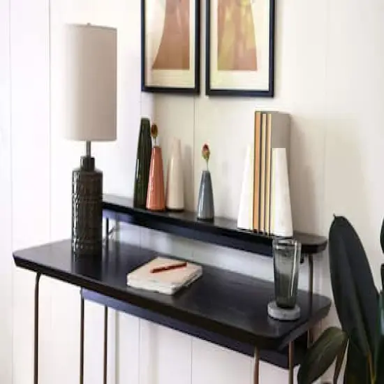 Hello Honey® Pacifica Mid-Century Modern Computer Desk Gold/Black {5}