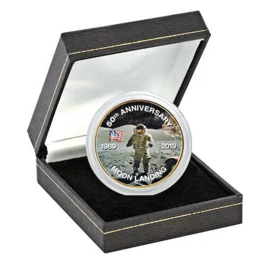 Moon Landing Eisenhower Colorized Dollar Gold Layered Coin {3}