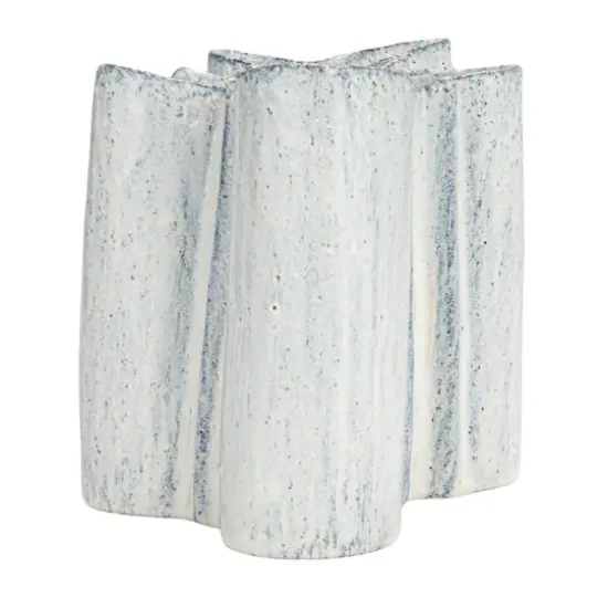 Hello Honey® 8.75" White Organic Stoneware Vase with Reactive Glaze {9}