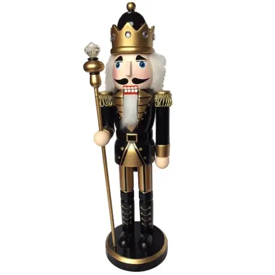 Santa's Workshop 14" Gold & Black King Nutcracker {1}