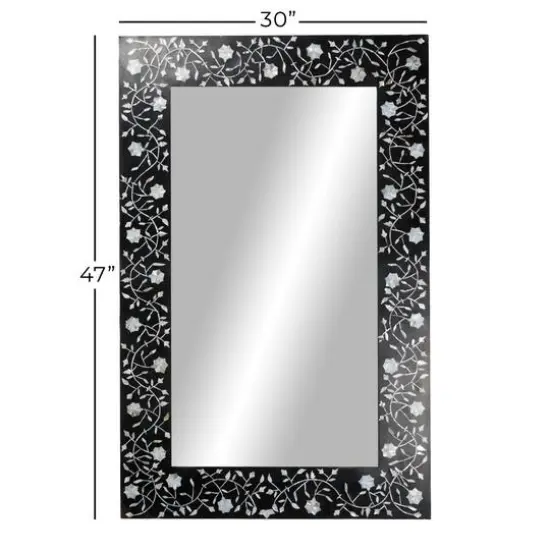 Black Wood Wall Mirror, 47" x 30" {8}
