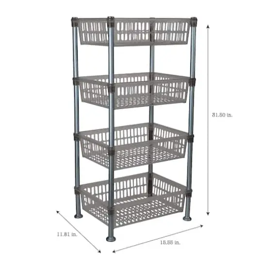 Kitchen Details Smoke Gray 4-Tier Slim Shelf {4}