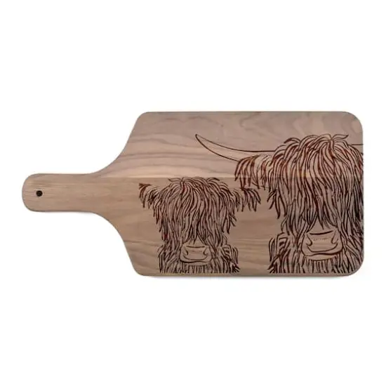 17" Wash Up Cow Sketch Walnut Paddle Cutting Board {1}