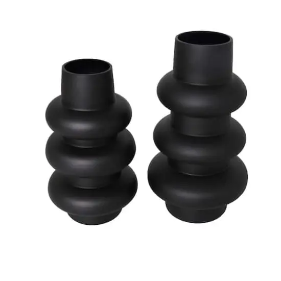 Black Bubble Ribbed Glass Vase Set {1}