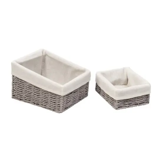 Honey Can Do Gray 7 Piece Twisted Paper Rope Woven Bathroom Storage Basket Set {9}
