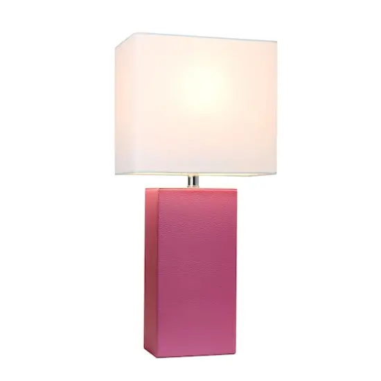 Lalia Home Lexington 21" Leather Home D&eacute;cor Table Lamp Hot Pink {3}