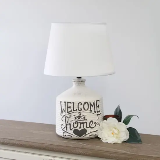 Simple Designs™ 15" Welcome Home Rustic Ceramic Accent Table Lamp {5}