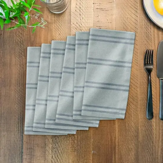 Double Stripe Cotton Twill Napkin Blue/Blue {4}