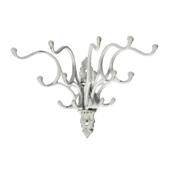 Hello Honey&reg; 7.5" White Decorative Distressed Metal Wall Hook {4}