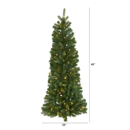 4ft. Pre-Lit Hanging Artificial Flat Back Christmas Tree, Clear LED Lights {3}