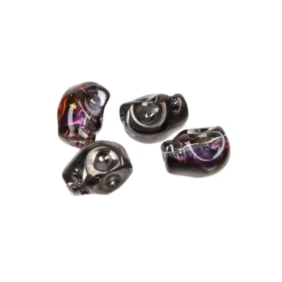 Black Glass Skull Beads, 10mm by Bead Landing&trade; {5}