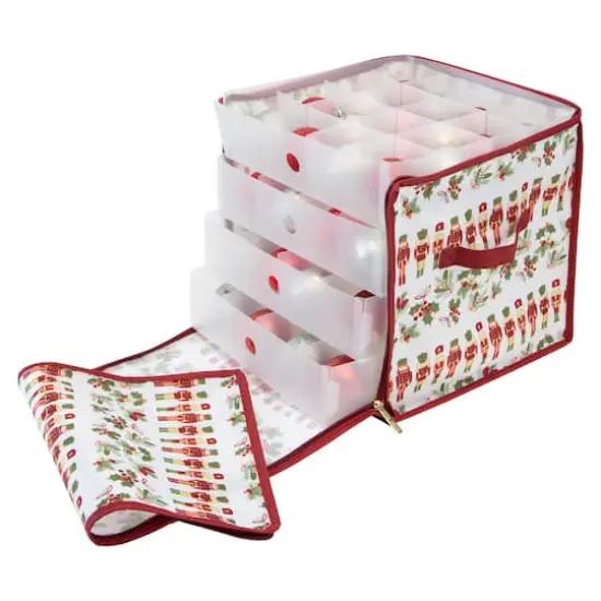 Laura Ashley Nutcracker Print Stackable Christmas Ornament Storage Box {4}