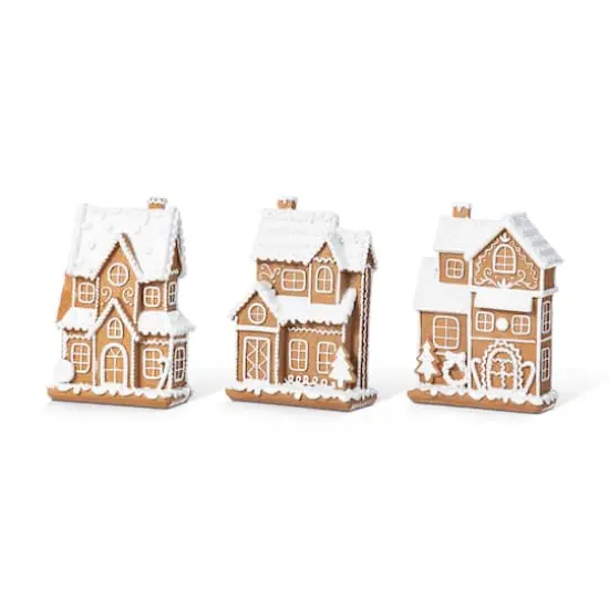 Glitzhome&reg; 5.5" Christmas Resin Gingerbread House Table Decor Set {1}