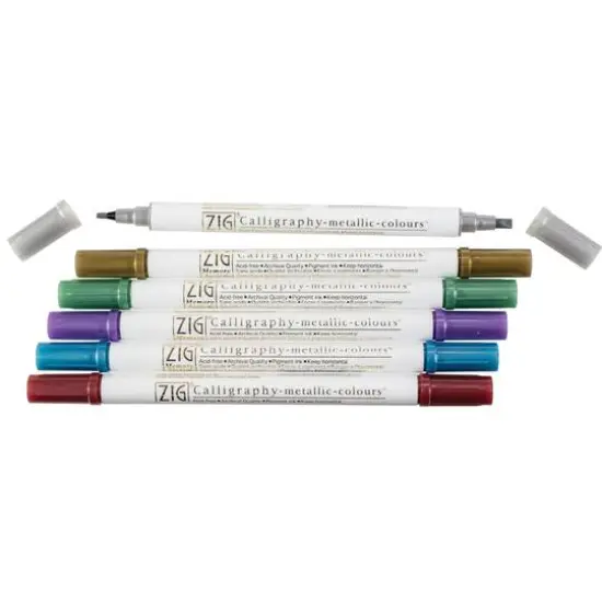ZIG&reg; Metallic Calligraphy Dual-Tip Markers Set {3}