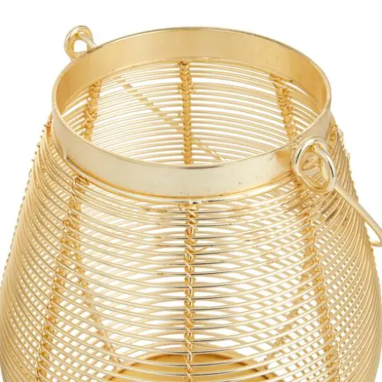 Gold Iron Glam Lantern, 9" x 7" x 7" {7}