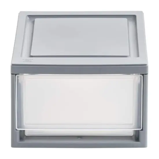 IRIS&reg; 6qt. Gray Stackable Storage Bin with Clear Drawer {1}