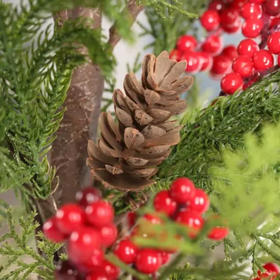 Glitzhome&reg; 37.5"H Chirstmas Greenery Pine Porch Tree with Berries {6}