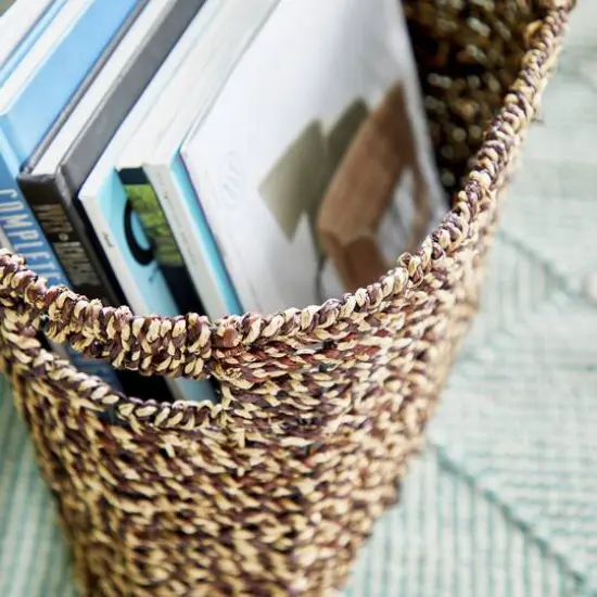 15" Brown Seagrass Natural Magazine Rack {9}