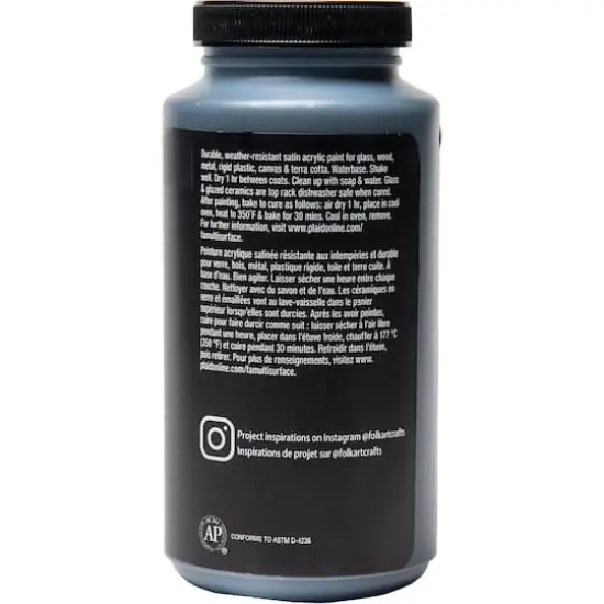 FolkArt&reg; Multi-Surface Satin Acrylic Paint, 16oz. 6383 Pure Black {4}