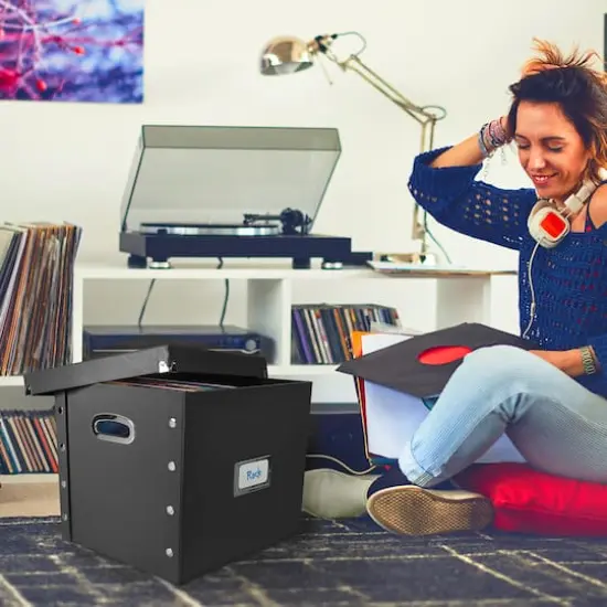 12" Snap-N-Store Black Vinyl Record Storage Box, 2ct. {6}